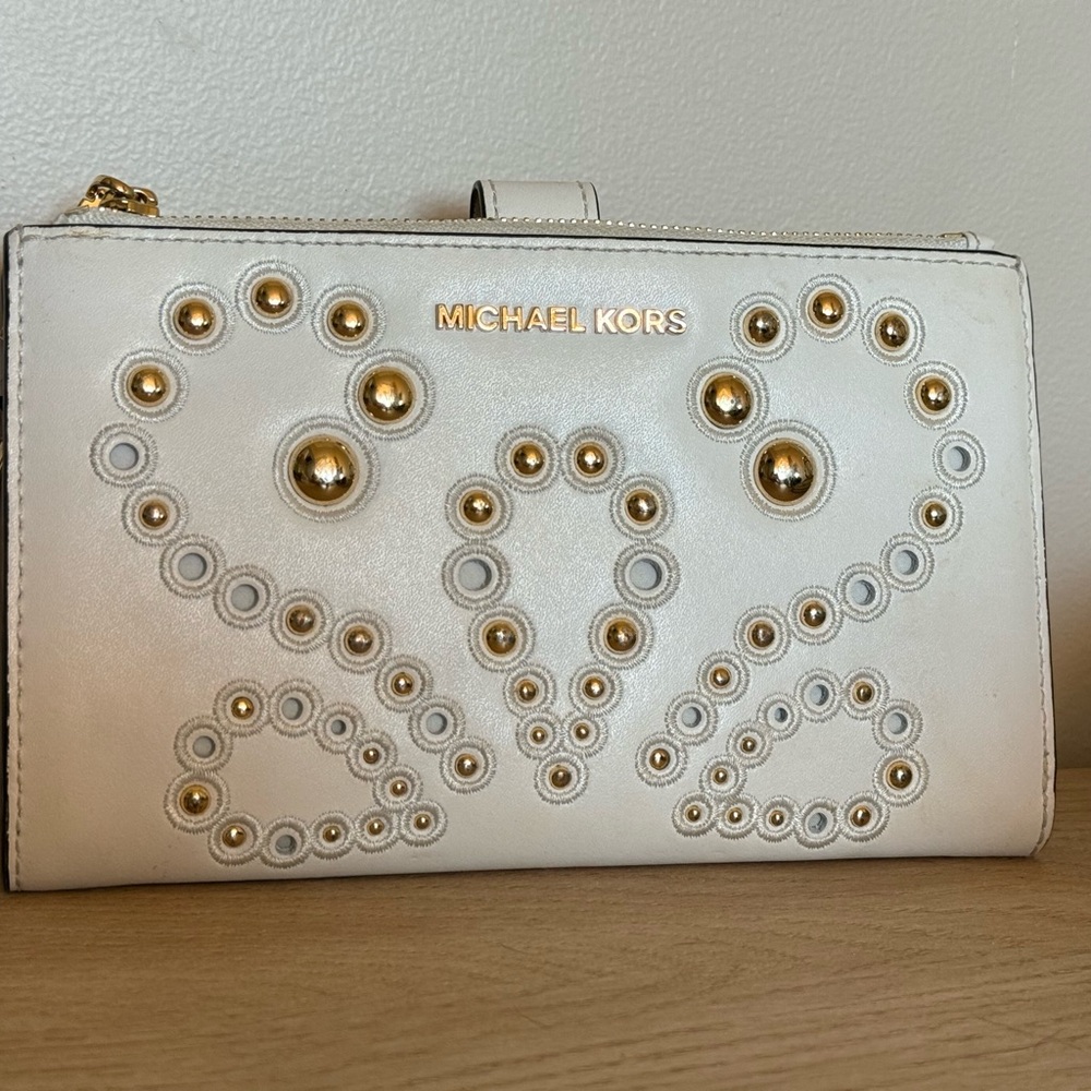 Michael Kors White and Gold Studded Women's Bag